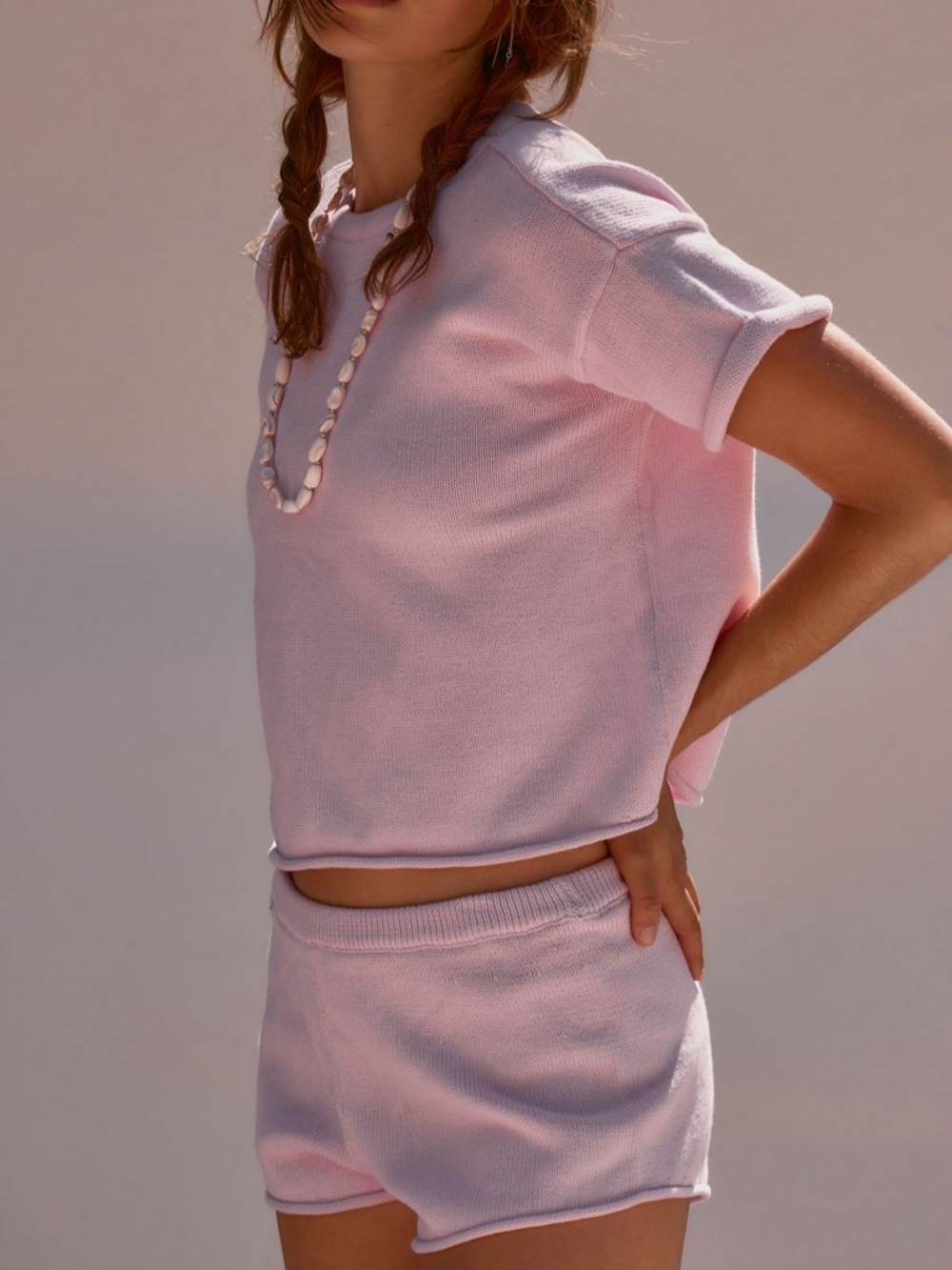 Free People Macy Sweater Set in Pink Tulle